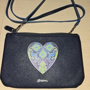 Brighton Navy Blue Crossbody Bag with Heart Design, Like New!